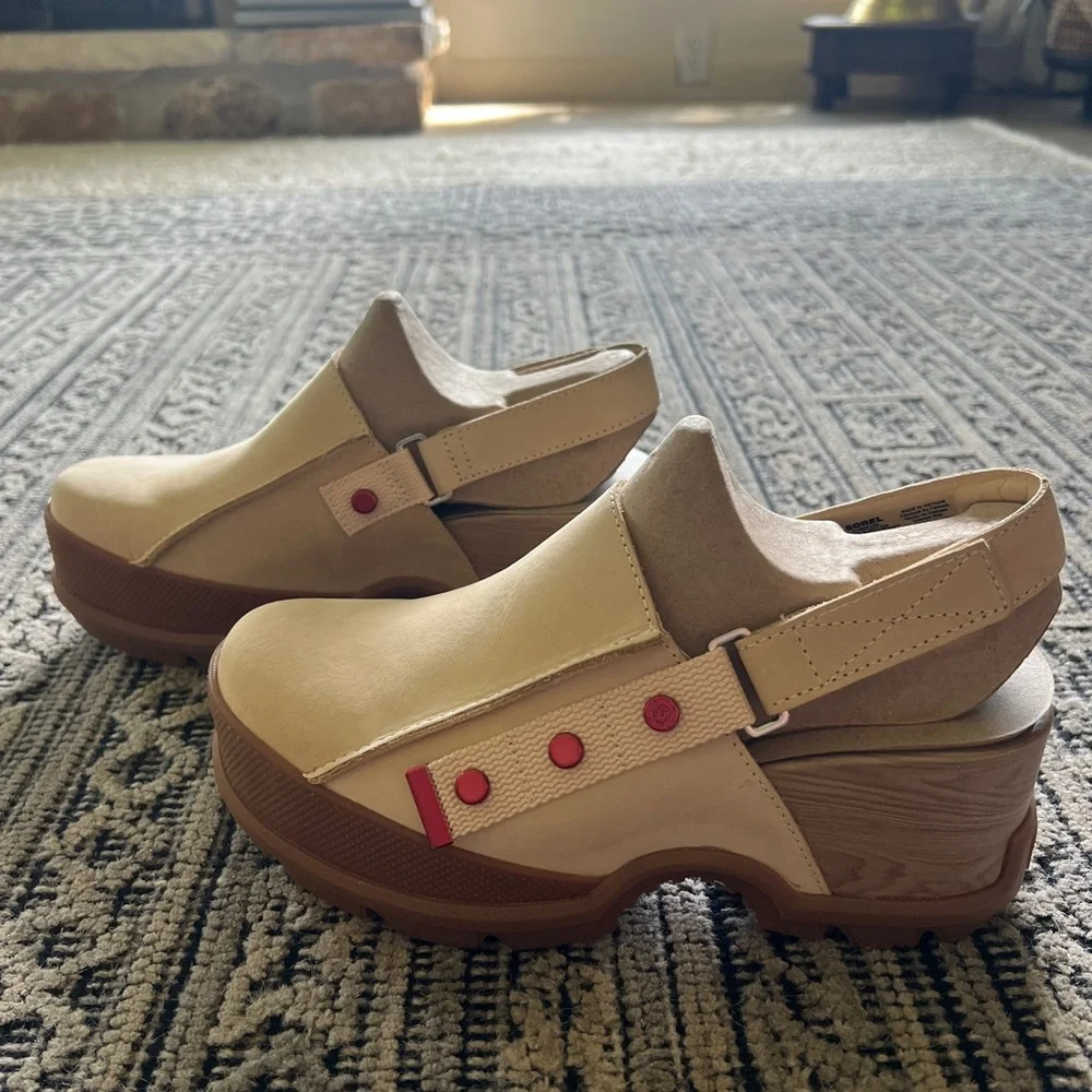 Sorel Cream and Red Platform Mules - Picture 5 of 8